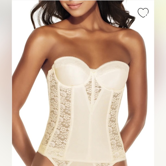 Dominique white sexy retro cosplay lace strapless corset with garter belts 36A - Picture 1 of 7